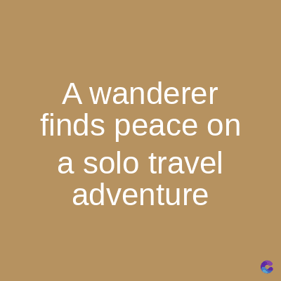 A wanderer
finds peace on
a solo travel
adventure