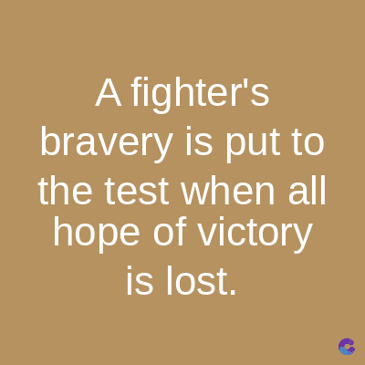 A fighter's
bravery is put to
the test when all
hope of victory
is lost.