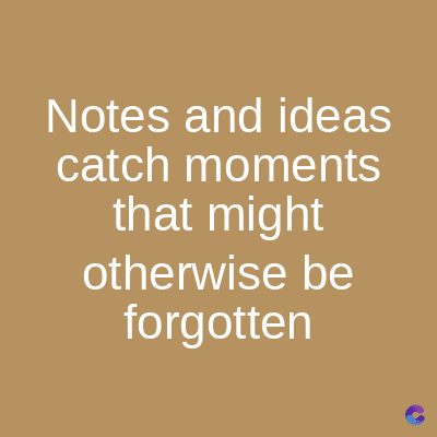 Notes and ideas
catch moments
that might
otherwise be
forgotten