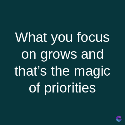 What you focus
on grows and
that's the magic
of priorities
