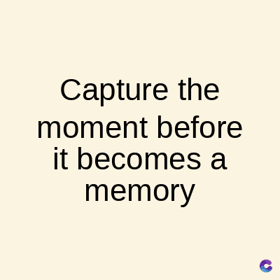 Capture the
moment before
it becomes a
memory
C