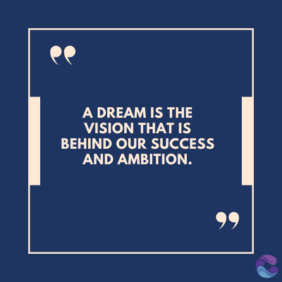 A DREAM IS THE
VISION THAT IS
BEHIND OUR SUCCESS
AND AMBITION.
99