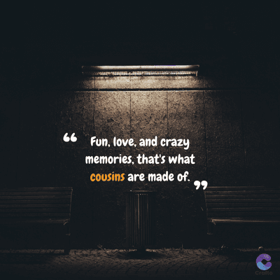 66 Fun, love, and crazy
memories, that's what
cousins are made of.
,,
Crafto