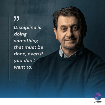 "
Discipline is
doing
something
that must be
done, even if
you don't
want to.
Crafto