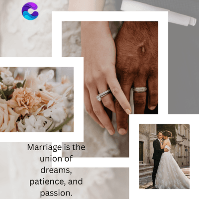 Marriage is the
union of
dreams,
patience, and
passion.