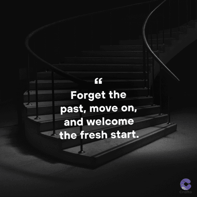 Forget the
past, move on,
and welcome
the fresh start.
Crafto