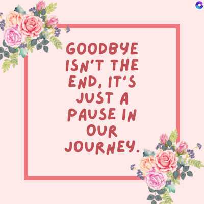 GOODBYE
ISN'T THE
END, IT'S
JUST A
PAUSE IN
OUR
JOURNEY.
C