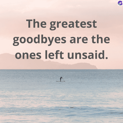 The greatest
goodbyes are the
ones left unsaid.
C