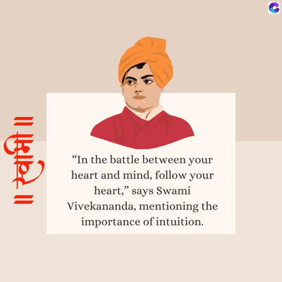 ॥ स्वामी॥
“In the battle between your
heart and mind, follow your
heart,” says Swami
Vivekananda, mentioning the
importance of intuition.
C
