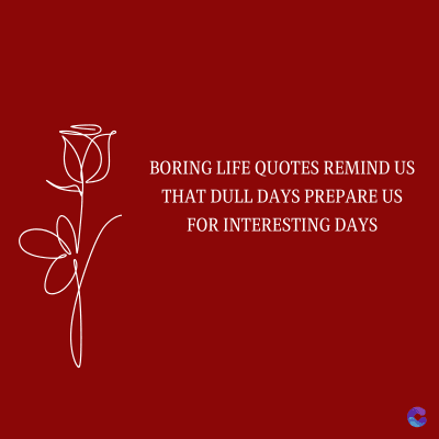 BORING LIFE QUOTES REMIND US
THAT DULL DAYS PREPARE US
FOR INTERESTING DAYS