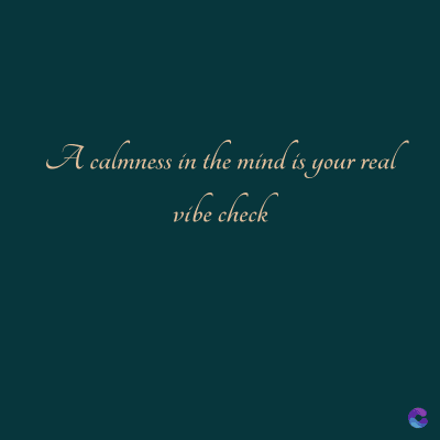 A calmness in the mind is your real
vibe check
