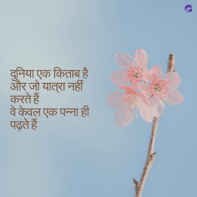 दुनिया एक किताब है
और जो यात्रा नहीं
करते हैं
वे केवल एक पन्ना ही
पढ़ते हैं