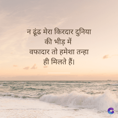 न ढूंढ मेरा किरदार दुनिया
की भीड़ में
वफादार तो हमेशा तन्हा
ही मिलते हैं।