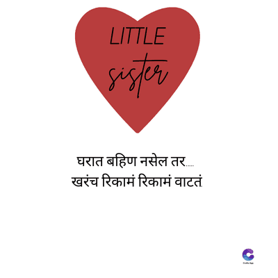 LITTLE
sister
घरात बहिण नसेल तर.....
खरंच रिकामं रिकामं वाटतं