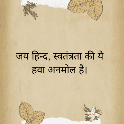 जय हिन्द, स्वतंत्रता की ये
हवा अनमोल है।