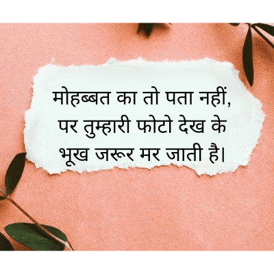 मोहब्बत का तो पता नहीं,
पर तुम्हारी फोटो देख के
भूख जरूर मर जाती है।
