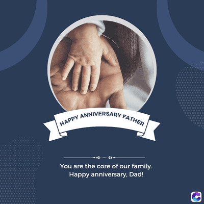 HAPPY ANNIVERSARY FATHER
You are the core of our family.
Happy anniversary, Dad!