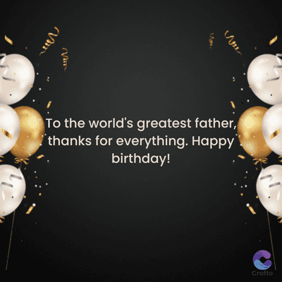 Van
To the world's greatest father,
thanks for everything. Happy
birthday!
Crafto