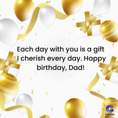 Each day with you is a gift
I cherish every day. Happy
birthday, Dad!
Crafto