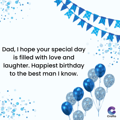 ANA
Dad, I hope your special day
is filled with love and
laughter. Happiest birthday
to the best man I know.
Crafto