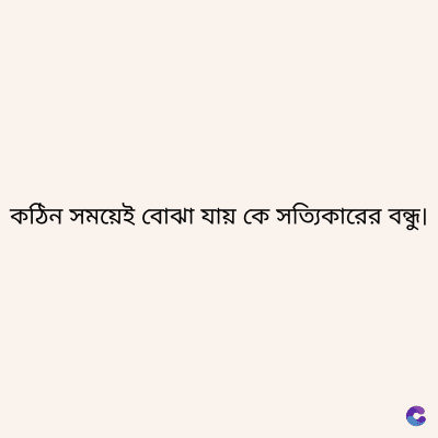 কঠিন সময়েই বোঝা যায় কে সত্যিকারের বন্ধু।
C