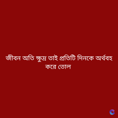 জীবন অতি ক্ষুদ্র তাই প্রতিটি দিনকে অর্থবহ
করে তোল