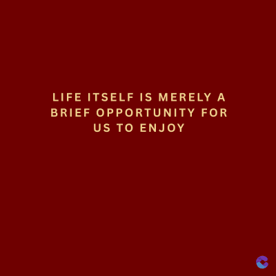 LIFE ITSELF IS MERELY A
BRIEF OPPORTUNITY FOR
US TO ENJOY