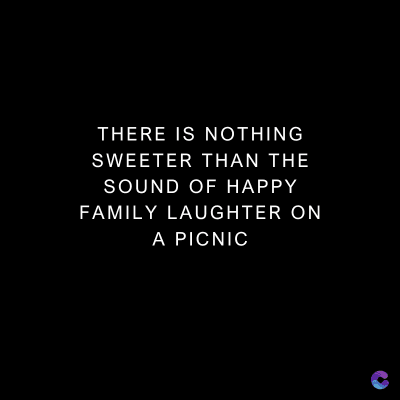 THERE IS NOTHING
SWEETER THAN THE
SOUND OF HAPPY
FAMILY LAUGHTER ON
A PICNIC