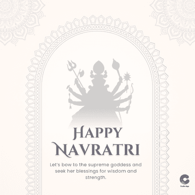 000000000000000
HAPPY
NAVRATRI
Let's bow to the supreme goddess and
seek her blessings for wisdom and
strength.