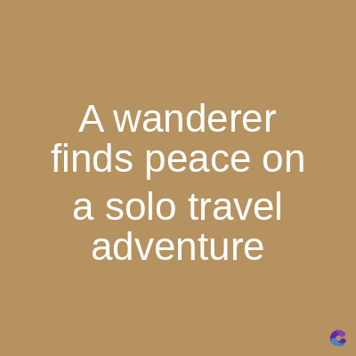 A wanderer
finds peace on
a solo travel
adventure