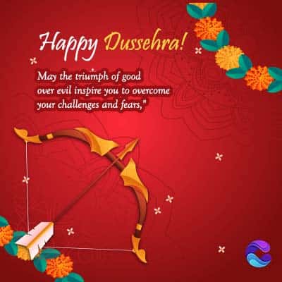 Happy Dussehra!
May the triumph of good
over evil inspire you to overcome
your challenges and fears,"
x