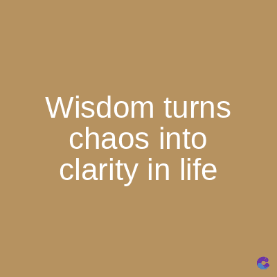 Wisdom turns
chaos into
clarity in life