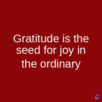 Gratitude is the
seed for joy in
the ordinary