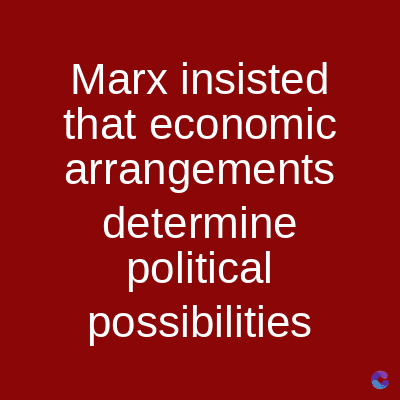 Marx insisted
that economic
arrangements
determine
political
possibilities