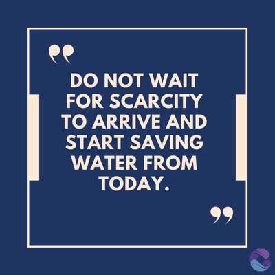 DO NOT WAIT
FOR SCARCITY
TO ARRIVE AND
START SAVING
WATER FROM
TODAY.
99