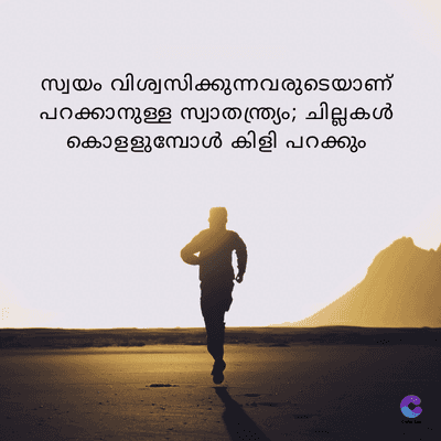 സ്വയം വിശ്വസിക്കുന്നവരുടെയാണ്
പറക്കാനുള്ള സ്വാതന്ത്ര്യം; ചില്ലകൾ
കൊളളുമ്പോൾ കിളി പറക്കും