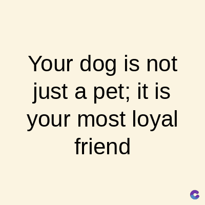 Your dog is not
just a pet; it is
your most loyal
friend
C