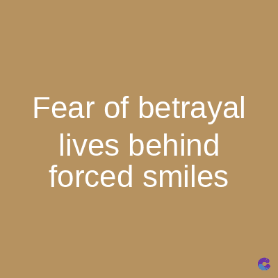 Fear of betrayal
lives behind
forced smiles