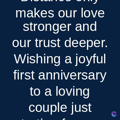 makes our love
stronger and
our trust deeper.
Wishing a joyful
first anniversary
to a loving
couple just