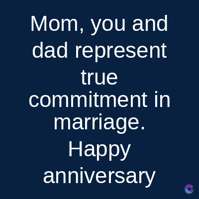 Mom, you and
dad represent
true
commitment in
marriage.
Happy
anniversary
