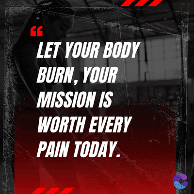 LET YOUR BODY
BURN, YOUR
MISSION IS
WORTH EVERY
PAIN TODAY