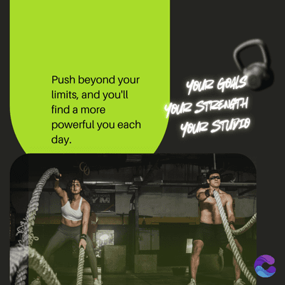 Push beyond your
limits, and you'll
find a more
powerful you each
day.
NTENDER
YM
YOUR GOALS
YOUR STRENGTH
YOUR STUDIO