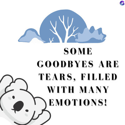 SOME
GOODBYES ARE
TEARS, FILLED
WITH MANY
EMOTIONS!
C