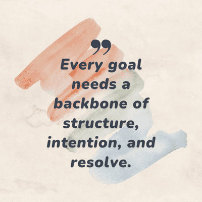 99
Every goal
needs a
backbone of
structure,
intention, and
resolve.