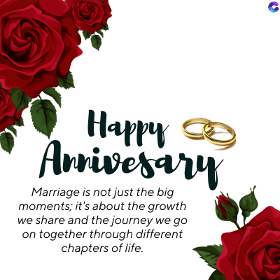 Happy
Annivesary
Marriage is not just the big
moments; it's about the growth
we share and the journey we go
on together through different
chapters of life.
C