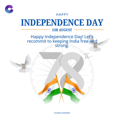 HAPPY
INDEPENDENCE DAY
15H AUGUST
Happy Independence Day! Let's
recommit to keeping India free and
strong.
Th
STUDIO SHOOWE