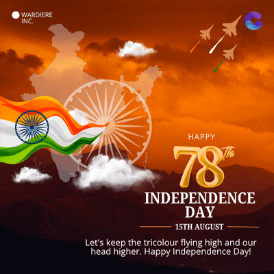 WARDIERE
INC.
HAPPY
78*
INDEPENDENCE
DAY
15TH AUGUST
Let's keep the tricolour flying high and our
head higher. Happy Independence Day!