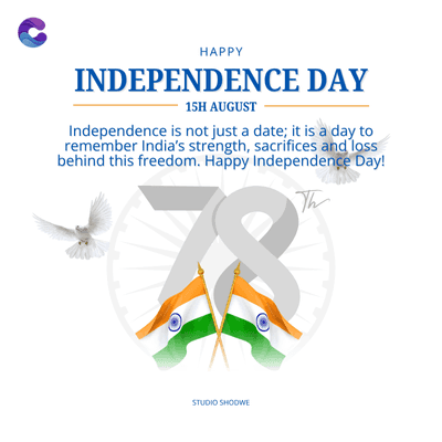 HAPPY
INDEPENDENCE DAY
15H AUGUST
Independence is not just a date; it is a day to
remember India's strength, sacrifices and loss
behind this freedom. Happy Independence Day!
Th
STUDIO SHOOWE