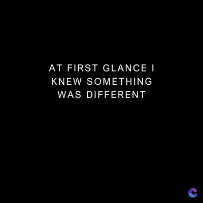 AT FIRST GLANCE I
KNEW SOMETHING
WAS DIFFERENT