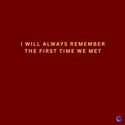 I WILL ALWAYS REMEMBER
THE FIRST TIME WE MET